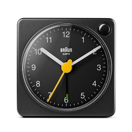 Braun BC02XB Analogisk reseväckarklocka med ljus och snooze, svart
